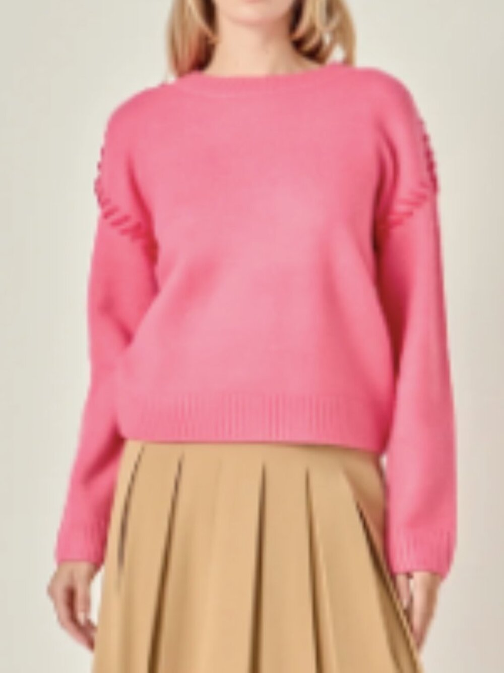 English Factory Top Stitch Knit Pink Sweater Size M  NWT